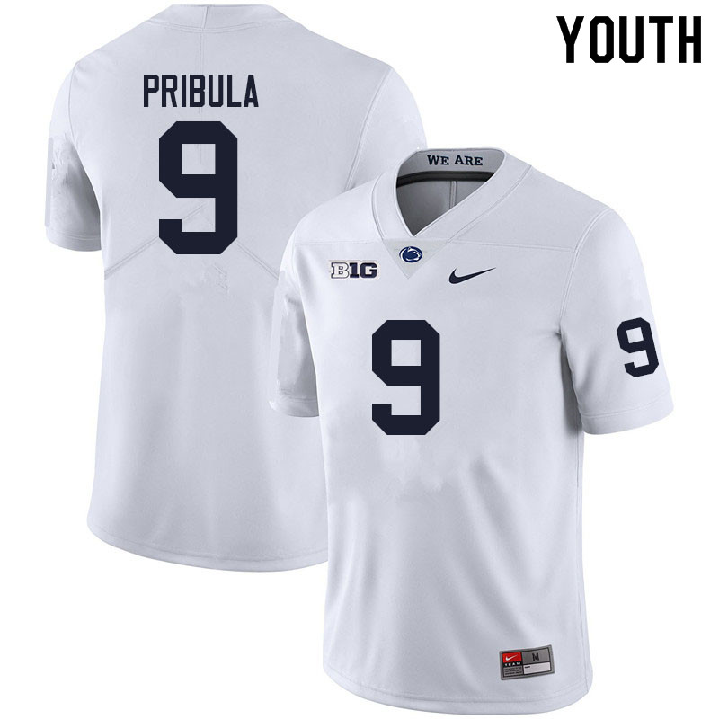 Youth #9 Beau Pribula Penn State Nittany Lions College Football Jerseys Sale-White - Click Image to Close
